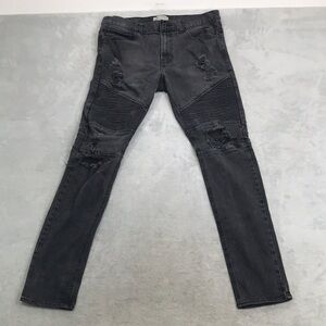 Bullhead Denim Skinny Stacked Gray Distressed Jeans Men's Size 32 X 32